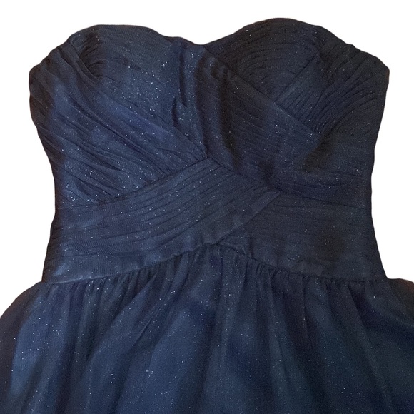 Adrianna Papell Strapless Sparkly Navy Blue Party Dress - Picture 3 of 16